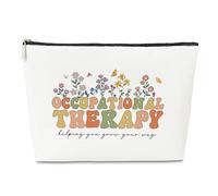 Speech Therapist and Occupational Therapy Worker Gift Floral Makeup Bag for Her Women Psychologist, Graduation Appreciation Gift, Travel Cosmetic Zipper Bag, OT Month Gift PU Leather Toiletry Bag,