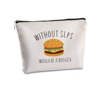 Speech Therapist Gift Without SLPs Would Be A Booger Makeup Bag Speech Language Pathologist Occupational Therapy Gift Cosmetic Bag Birthday Christmas Thanksgiving Appreciation Nurse Gifts for Women,