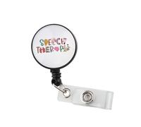 Speech Therapy Badge Reel SLP Badge Therapist Gift ID Badge Holder for Speech Language Pathologist (Speech Therapy Badge Reel)