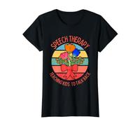 Speech Therapy Pathologist Language Therapist Spring Flower Value Graphic T-Shirt, Women, Black, M