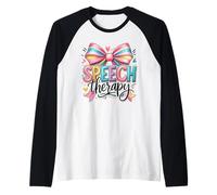 Speech Therapy Rainbow Bow SLP Advocate Raglan Baseball Tee