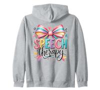 Speech Therapy Rainbow Bow SLP Advocate Zip Hoodie