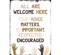 Speech Therapy Safe Space Poster,All Are Welcome Here Stronger Together Equality Poster,Welcome Classroom Social Justice Wall Art Metal Tin Sign Aluminum Metal Sign 8X12 Inches