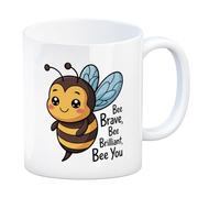 speecheese Bee Brave, bee Brilliant, bee You Mug Cartoon Insect Design for Positive Vibes and Nature Lovers