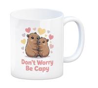 speecheese Capybaras Snuggling - Don't Worry be capy Mug Lovable Cute Illustration - Pastel Colors, Positive Art