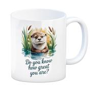 speecheese Do You Know How Great You are Mug with Cute Otter Watercolor Design for Wildlife Lovers and Kitchen Decor