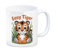 speecheese Easy Tiger Mug Cute Cartoon Illustration Colorful Coffee Cup for Animal Lovers' Decor