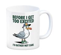 speecheese I'd Rather not Care Seagull Mug - Express Your Humor with Whimsical Cartoon Design