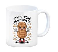 speecheese Kawaii Peanut Stay Strong Coffee Mug Motivational Design for a Positive Morning Routine