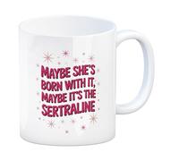 speecheese Pink Starburst Sparkles - Sertraline Quote Coffee Mug Unique Design with Motivational Quote in Pink Pastel