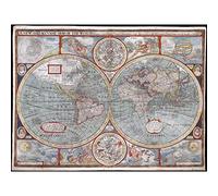 Speed 1626 Pictorial Map World Hemispheres Premium Wall Art Canvas Print 18X24 Inch