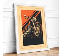 Speed and Chrome Art Deco Framed Wall Art Print A4 (29.7×21cm) White, Wall Decor for Living Room, Bedroom, Office & Home, Ready to Hang, Art Gift
