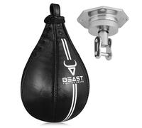 Speed Bag Boxing Ball Hanging Swivel, Genuine Leather Dodge Striking Mount Kit Heavy Duty, MMA Muay Thai Punching Fitness Workout Kicking Martial Arts Trainning (Black, With Swivel)