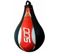 Speed Bag Boxing Ball Maya Hide Additional Bladder, MMA Muay Thai Punching Workout Kicking Martial Arts Training Home Gym Exercise Fitness Training Speedball (Black/Red)