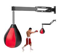 Speed Bag Boxing Set, Wall Mount Height Adjustable & Fold Speed Balls Boxing, Wall Bracket Boxing Reflex Bag for Adult Kids, Leather Punch Ball for Training, Fits Home Gym Workout