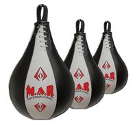Speed Ball for Boxing with Hanging Swivel - Genuine Leather Punching Speedbag for Boxing, MMA, Muay Thai, Martial Arts Training - Heavy-Duty Dodge Ball for Home Gym Workout (Black/White, Small)