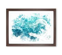 Speed Boat In Portugal Watercolour Modern Framed Print | A4 Walnut Framed Wall Art | Ready to Hang | Modern Vehicle Picture | Living Room Bedroom Lounge Office