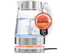 Speed-Boil Water Electric Kettle, 1.7L 1500W, Coffee & Tea Kettle Borosilicate Glass, Wide Opening, Auto Shut-Off, Cool Touch Handle, Base Detachable, 360° Rotation, Boil Dry Protection (PE-1300)