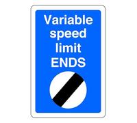 Speed Camera Variable Speed Limit Ends - safety sign - High tack self-adhesive sticker (600mm x 400mm) Viewing Distance within 20m.