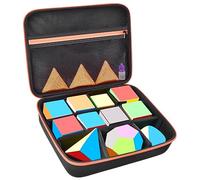 Speed Cube Storage Case Bag Holds 12+ Different Types Cube Retro Brain Teaser Fidget Toy. Carrying Holder with Mesh Pocket Fits for Cube Stand/Tutorial (Box Only) - Black