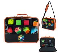 Speed Cube Storage Case, Holds 12 Cubes, Clear Window, Gear Pocket | Clear window, padded dividers, back gear pocket for timer, lube, stand and tools; school, travel, bag only