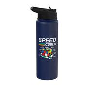 Speed Cuber Competitive Puzzle Funny Speedcubing Players Stainless Steel Insulated Water Bottle
