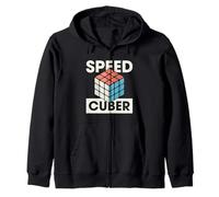 Speed Cuber Puzzle Cube Solver Turning Arrow Design Zip Hoodie