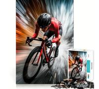 Speed Cyclist in Motion Adults Puzzles 1000 Piece Jigsaws Mind Exercise Toy Relaxed Mind Design Assembly Santa Wish Gift 38x52cm
