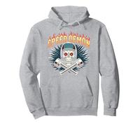 Speed Demon Hot Rod Skull for Men Racing Enthusiasts Pullover Hoodie, Adult Unisex, Heather Grey, S
