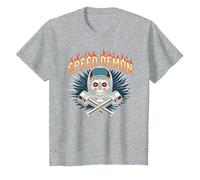 Speed Demon Hot Rod Skull for Men Racing Enthusiasts T-Shirt, Kids, Heather Grey, 2 Years