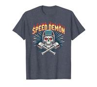 Speed Demon Hot Rod Skull for Men Racing Enthusiasts T-Shirt, Men, Heather Blue, S