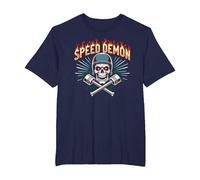 Speed Demon Hot Rod Skull for Men Racing Enthusiasts T-Shirt, Men's Big and Tall, Navy, 2X Tall