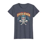 Speed Demon Hot Rod Skull for Men Racing Enthusiasts T-Shirt, Women, Heather Blue, 3XL