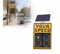 Speed Display Radar Traffic Sign, Solar Traffic Feedback Warning Board, Traffic Driver Feedback Signs with Remote Control for School, Hospital Road(Yellow,50 * 70cm)