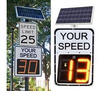 Speed Display Radar Traffic Warning Signs, Solar LED Variable Speed Limit Signs Radar Vehicle Feedback Signage for Road Highway Parking Safety(23.6x35.4in)