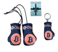 SPEED FROG Black Bitcoin Mini Boxing gloves & Keyrings Set Car Accessories Interior (Black)