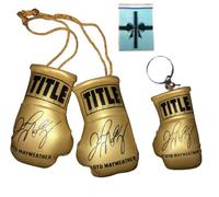 SPEED FROG Floyd Mayweather GOLD car accessories mini boxing gloves & keyring set autographed print memorabilia gift gifts for men women (FloydMayweather)