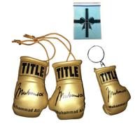 SPEED FROG Muhammad Ali GOLD car accessories mini boxing gloves & keyring set autographed print memorabilia gift gifts for men women (MuhammadAli)