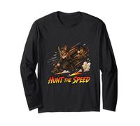Speed Hunter Wolf Runner Action Graphic Design Long Sleeve T-Shirt