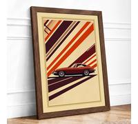 Speed in Motion Art Deco Framed Wall Art Print A4 (29.7×21cm) Walnut, Wall Decor for Living Room, Bedroom, Office & Home, Ready to Hang, Art Gift