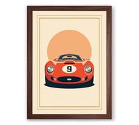 Speed in Red Mid-Century Framed Wall Art Print A4 (29.7×21cm) Walnut, Wall Decor for Living Room, Bedroom, Office & Home, Ready to Hang, Art Gift