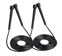 Speed Jump Rope for Men Women and Kids,Tangle Free Fast Skipping Rope Adjustable Length Solid PVC Skip Rope Speed Jumping Rope for Fitness Crossfit Exercise Workout Boxing MMA Gym (Black 2 pack)