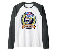Speed King 500 Vintage Racing Checkered Flag Emble Raglan Baseball Tee