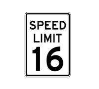 Speed Limit 16 MPH Sign Slow Down Warning Traffic Driveway Yard White Black Metal Street Sign 12x8 Inch