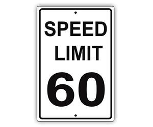 Speed Limit 60 Mph Miles Per Hour Black Letters Zonelow Downpeeding Restriction Alert Attention Caution Warning Notice Aluminum Metal Tin Sign 20 * 30Cm/ 7.8 * 11.8 Inch(L * W)