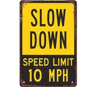 Speed Limit Aluminum Sign - "Slow Down 10Mph" Vintage Funny Wall Art | Home, Yard, Driveway Decor | Neighborhood Safety Sign 8x12 Inch