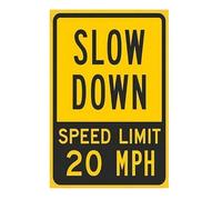Speed Limit Sign 20 MPH 12x8 Inch Outdoor Tin Metal - Slow Down Signs for Traffic Road, Vintage Metal Signs with Please Slow Down Warning