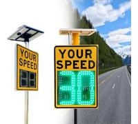 Speed Limit Sign with Radar - 60x90cm Solar LED, ETL/UL/FCC Certified, White Rust-Proof Aluminum