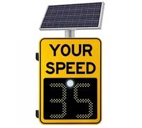 Speed Limit Sign With Solar Power, Speed Awareness Sign Rust-proof Aluminum LED Radar Speed Display For Road Speeding Warning, Weatherproof(Yellow,60 * 90cm)