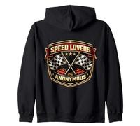 Speed Lovers Anonymous Addicted To Racing Flags Funny Racer Zip Hoodie